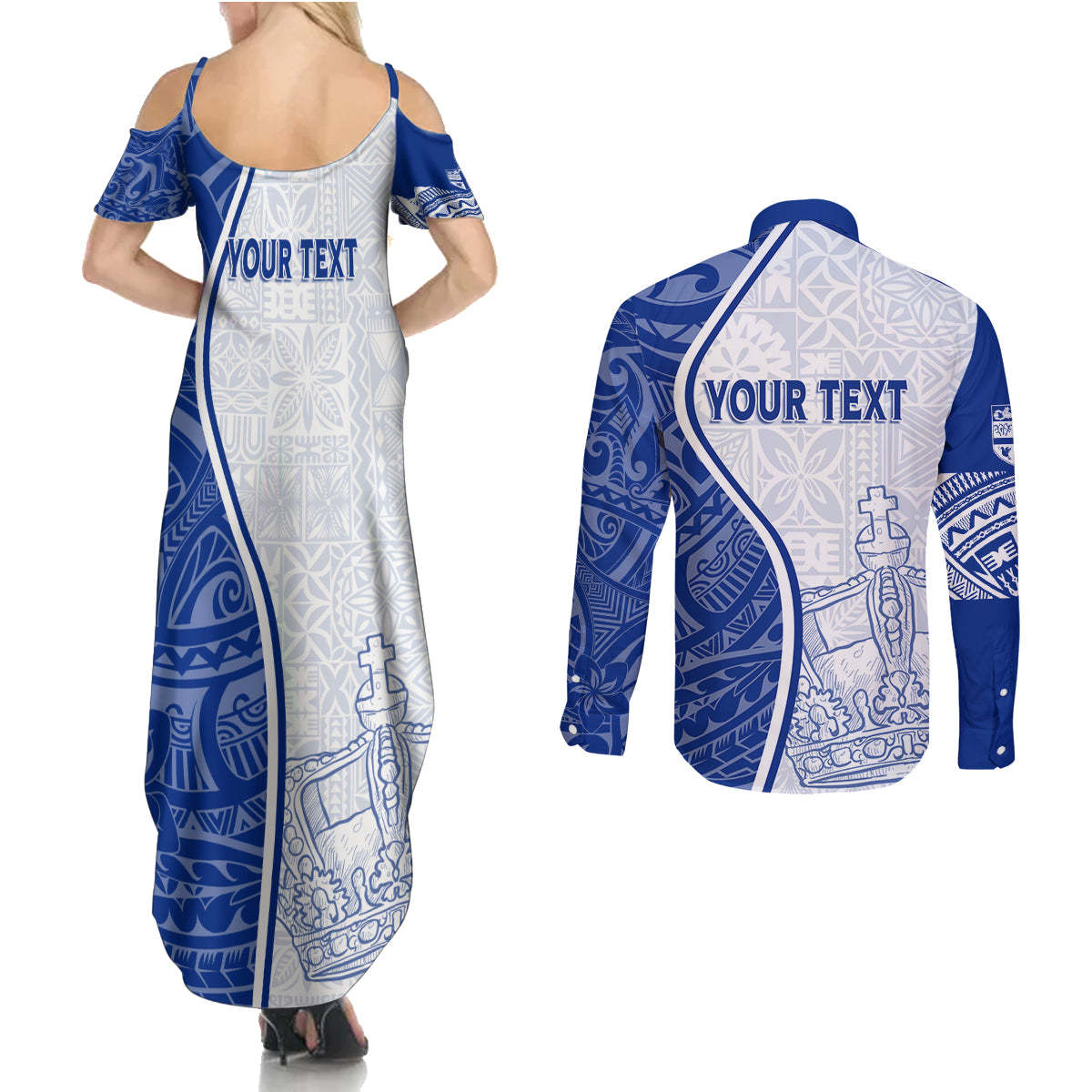 Personalised Queen Victoria School Couples Matching Summer Maxi Dress and Long Sleeve Button Shirts QVS Old Boys LT7 - Wonder Print Shop