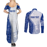 Personalised Queen Victoria School Couples Matching Summer Maxi Dress and Long Sleeve Button Shirts QVS Old Boys LT7 - Wonder Print Shop