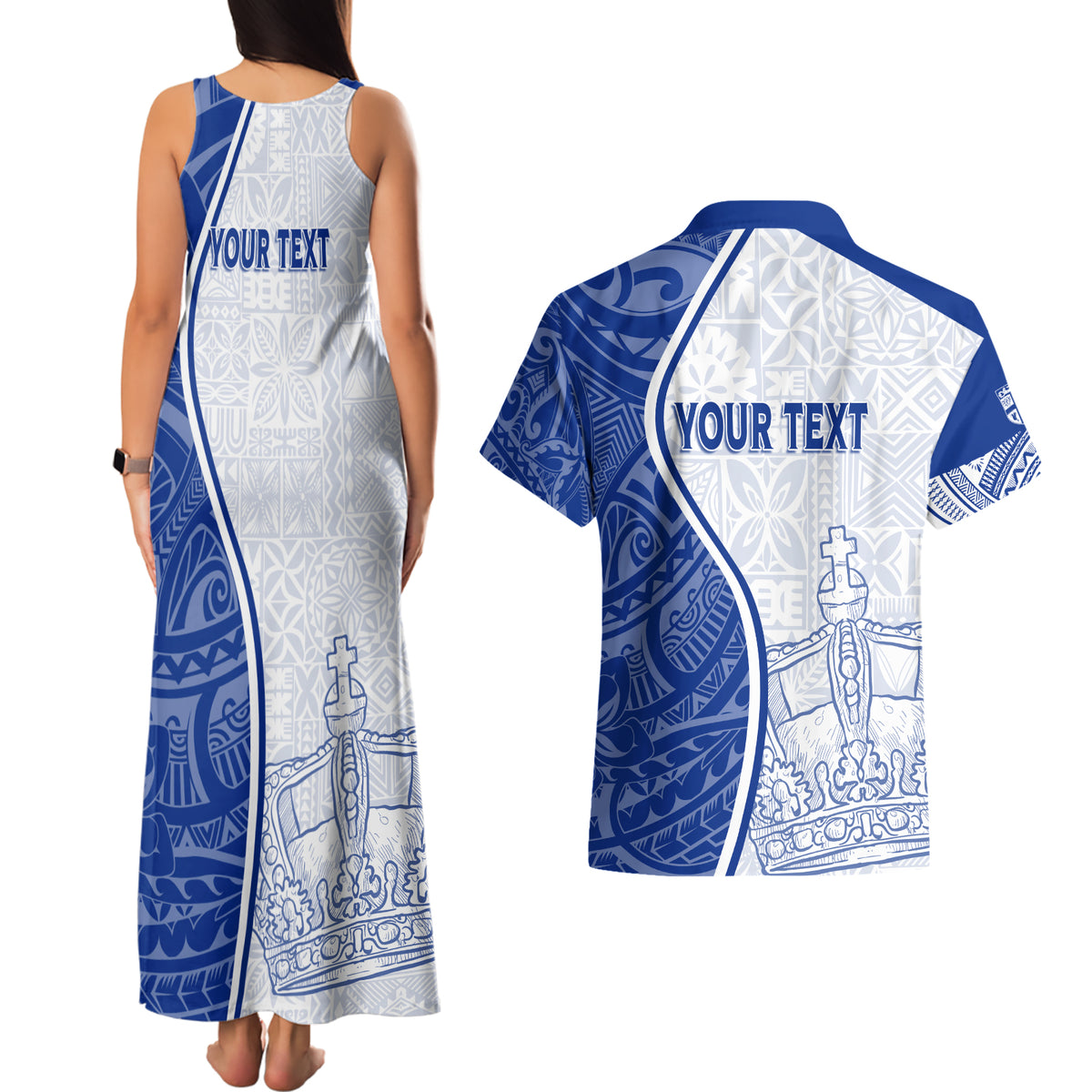 Personalised Queen Victoria School Couples Matching Tank Maxi Dress and Hawaiian Shirt QVS Old Boys LT7 - Wonder Print Shop