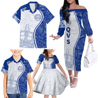 Personalised Queen Victoria School Family Matching Off Shoulder Long Sleeve Dress and Hawaiian Shirt QVS Old Boys - Wonder Print Shop