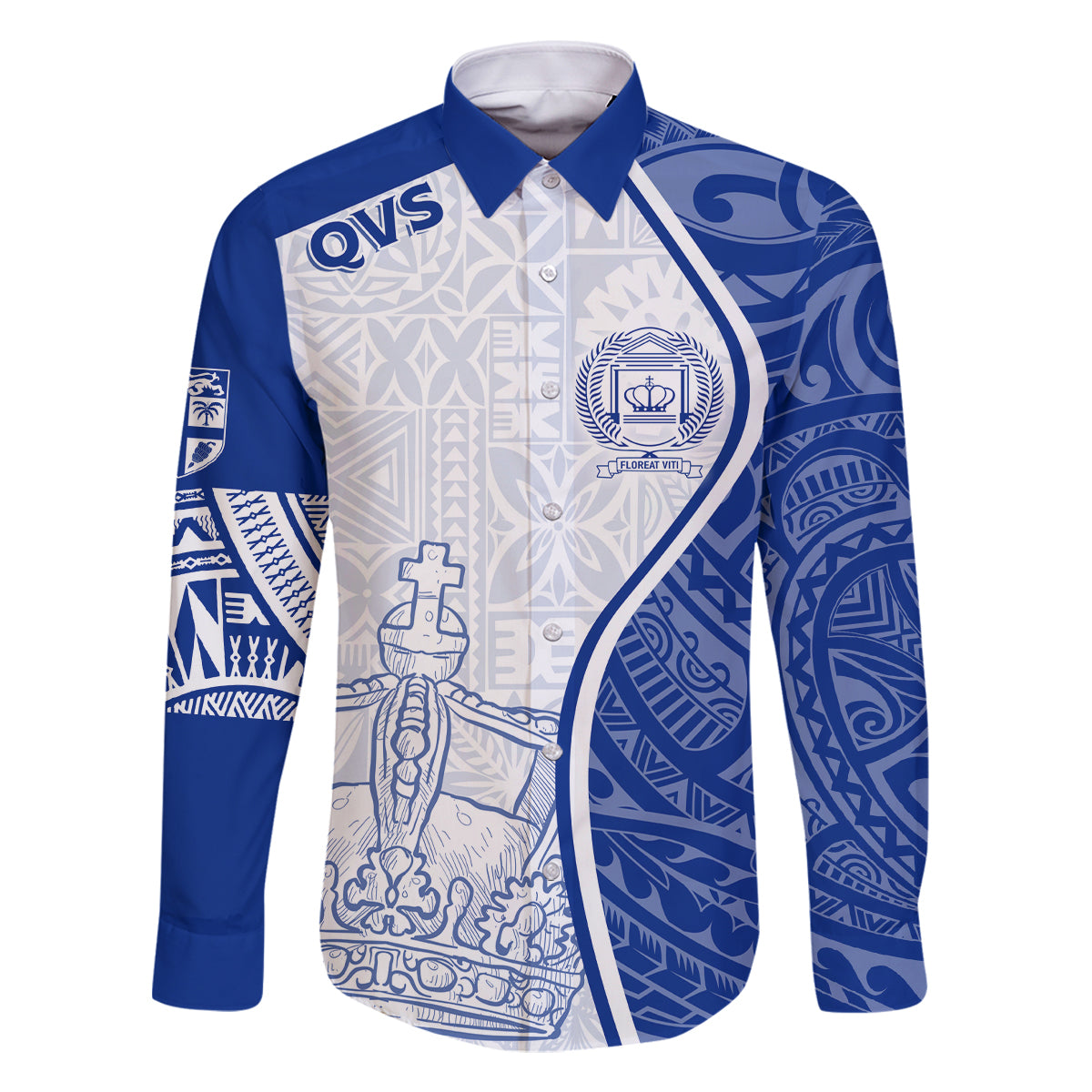 Personalised Queen Victoria School Family Matching Off Shoulder Long Sleeve Dress and Hawaiian Shirt QVS Old Boys - Wonder Print Shop