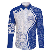 Personalised Queen Victoria School Family Matching Off Shoulder Long Sleeve Dress and Hawaiian Shirt QVS Old Boys - Wonder Print Shop