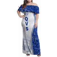 Personalised Queen Victoria School Family Matching Off Shoulder Maxi Dress and Hawaiian Shirt QVS Old Boys LT7 - Wonder Print Shop