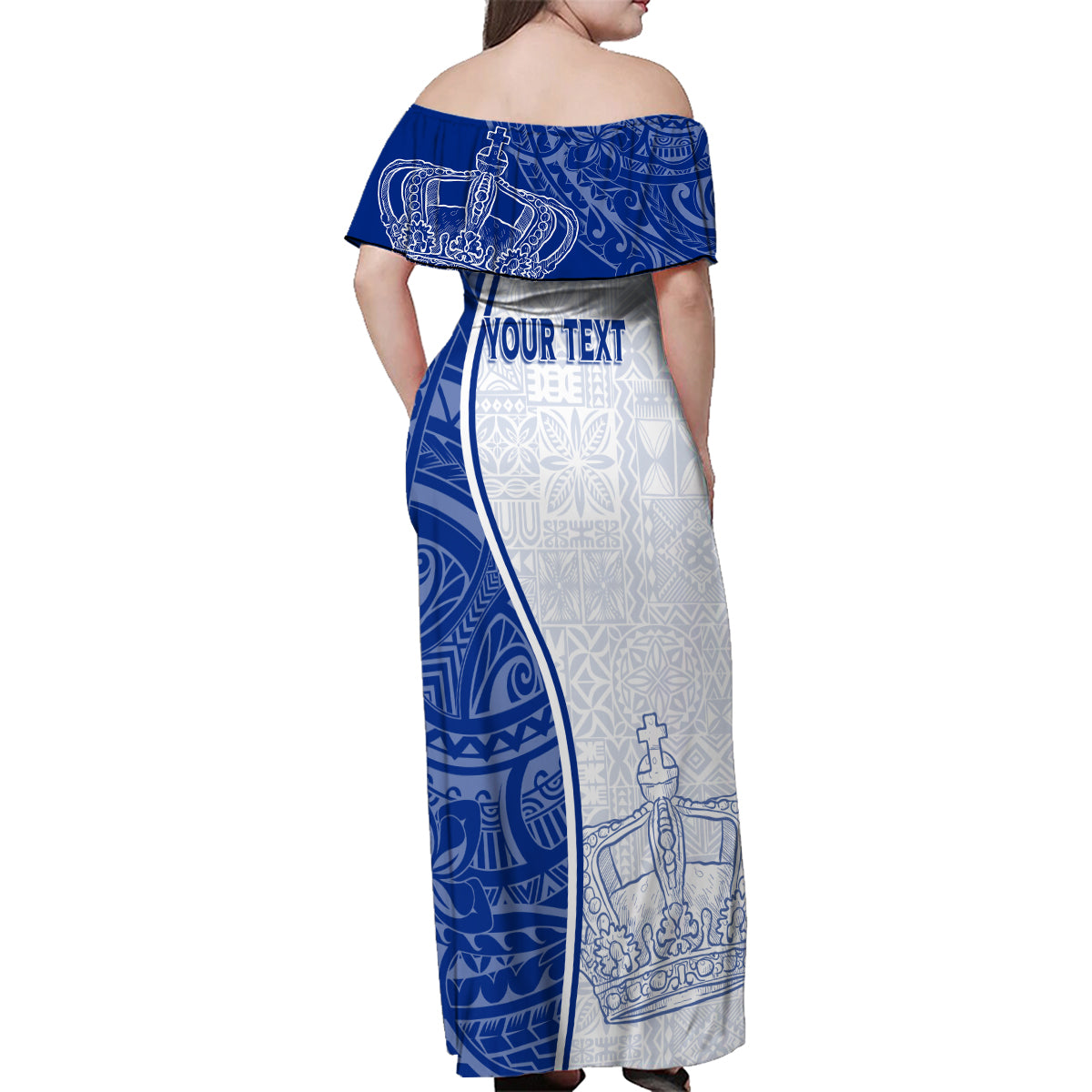 Personalised Queen Victoria School Family Matching Off Shoulder Maxi Dress and Hawaiian Shirt QVS Old Boys LT7 - Wonder Print Shop