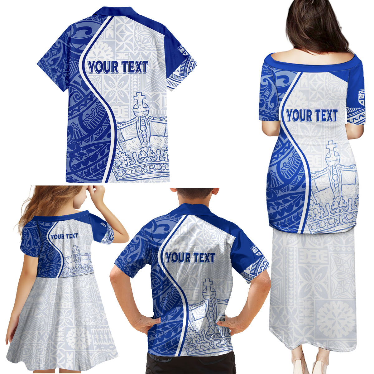Personalised Queen Victoria School Family Matching Puletasi Dress and Hawaiian Shirt QVS Old Boys - Wonder Print Shop