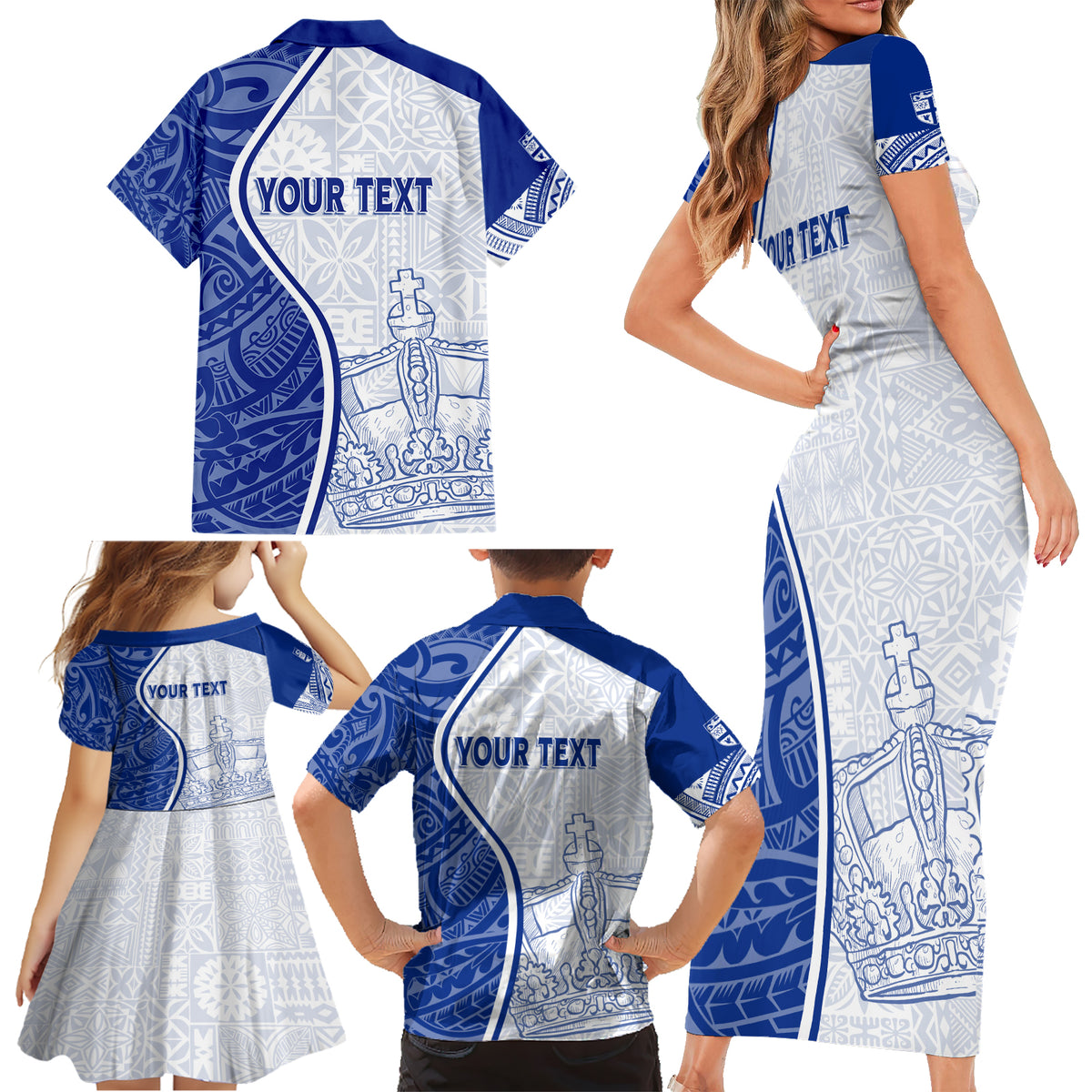 Personalised Queen Victoria School Family Matching Short Sleeve Bodycon Dress and Hawaiian Shirt QVS Old Boys - Wonder Print Shop