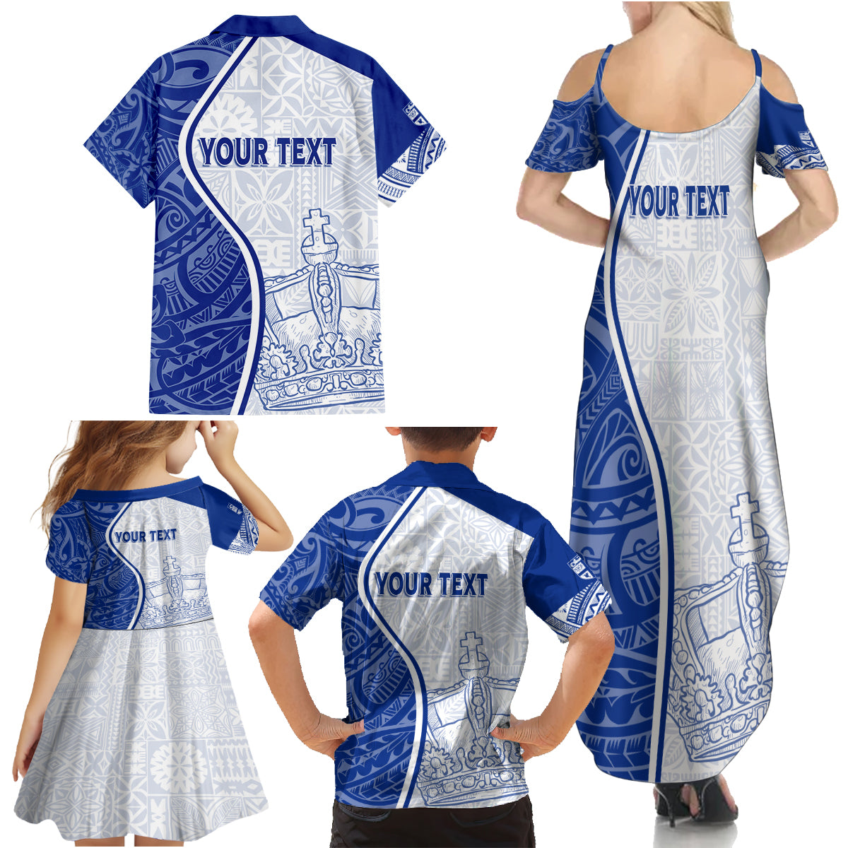Personalised Queen Victoria School Family Matching Summer Maxi Dress and Hawaiian Shirt QVS Old Boys - Wonder Print Shop