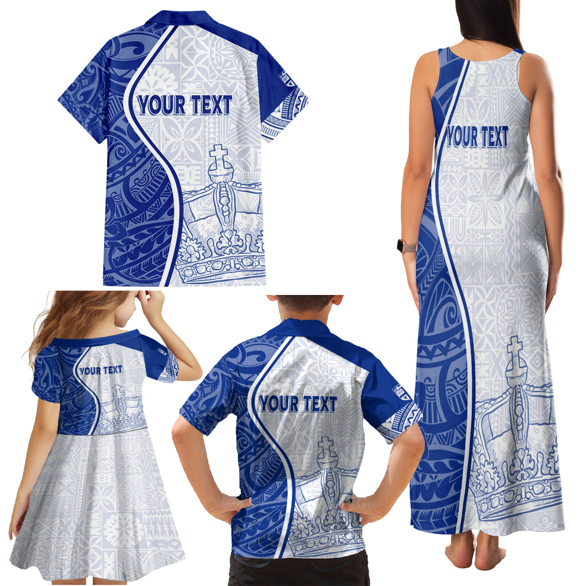 Personalised Queen Victoria School Family Matching Tank Maxi Dress and Hawaiian Shirt QVS Old Boys - Wonder Print Shop