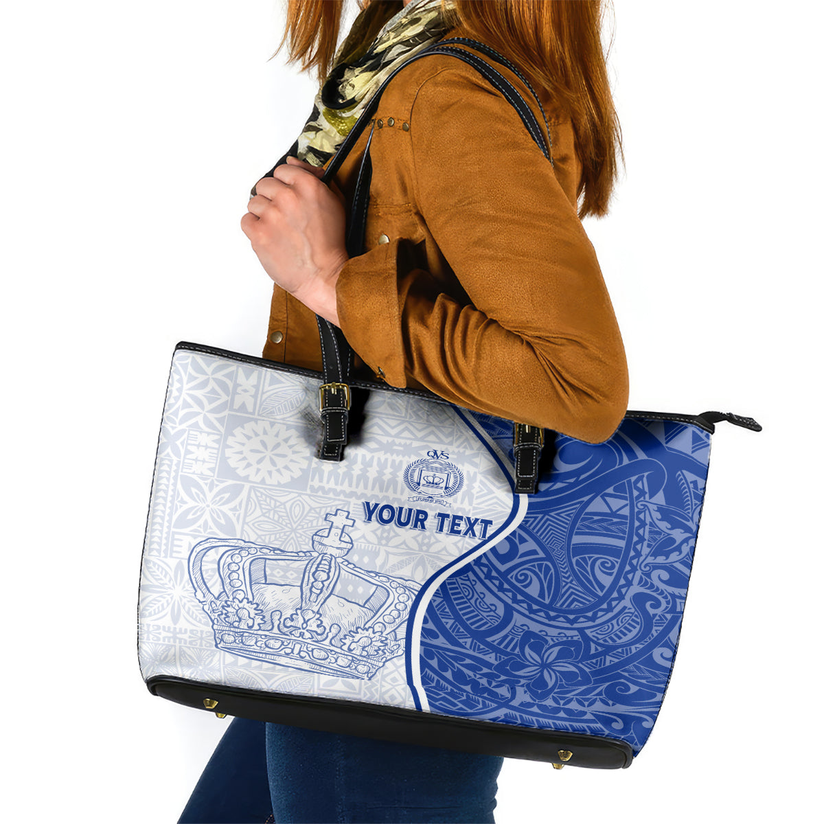 Personalised Queen Victoria School Leather Tote Bag QVS Old Boys - Wonder Print Shop