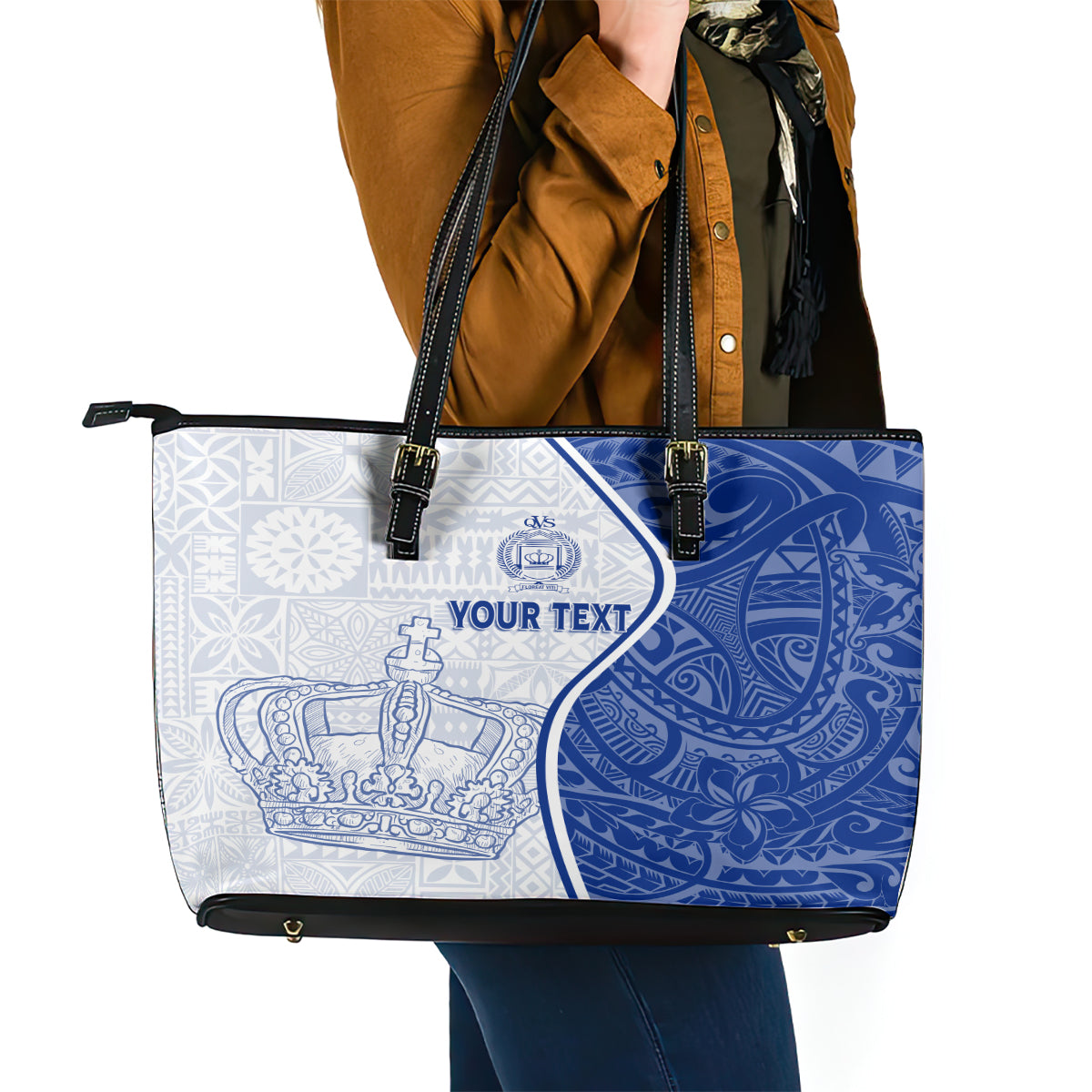 Personalised Queen Victoria School Leather Tote Bag QVS Old Boys - Wonder Print Shop