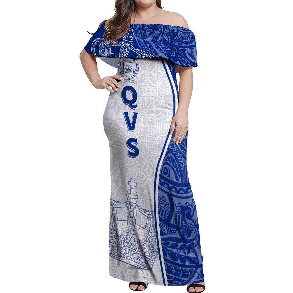 Personalised Queen Victoria School Off Shoulder Maxi Dress QVS Old Boys - Wonder Print Shop