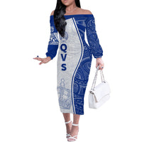 Personalised Queen Victoria School Off The Shoulder Long Sleeve Dress QVS Old Boys - Wonder Print Shop