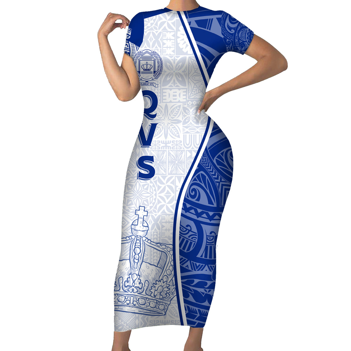 Personalised Queen Victoria School Short Sleeve Bodycon Dress QVS Old Boys - Wonder Print Shop