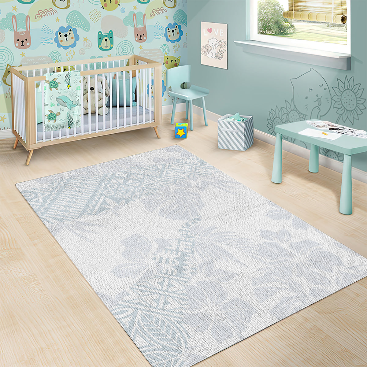Samoa White Sunday Area Rug Hibiscus Special LT7 - Wonder Print Shop
