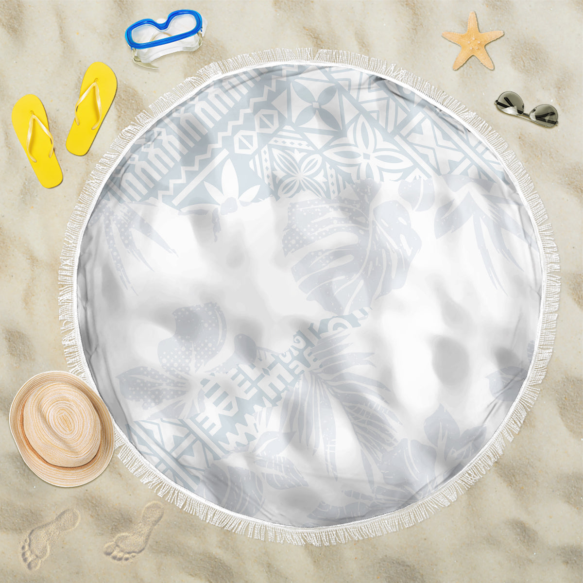 Samoa White Sunday Beach Blanket Hibiscus Special LT7 - Wonder Print Shop