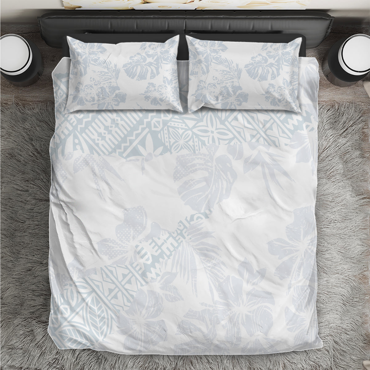 Samoa White Sunday Bedding Set Hibiscus Special LT7 - Wonder Print Shop