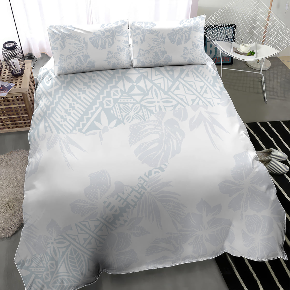 Samoa White Sunday Bedding Set Hibiscus Special LT7 - Wonder Print Shop