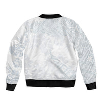 Samoa White Sunday Bomber Jacket Hibiscus Special LT7 - Wonder Print Shop