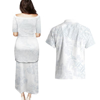 Samoa White Sunday Couples Matching Puletasi Dress and Hawaiian Shirt Hibiscus Special LT7 - Wonder Print Shop