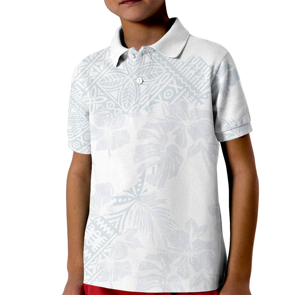 Samoa White Sunday Kid Polo Shirt Hibiscus Special - Wonder Print Shop
