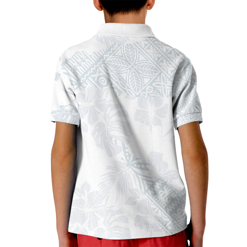 Samoa White Sunday Kid Polo Shirt Hibiscus Special - Wonder Print Shop