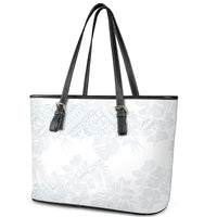 Samoa White Sunday Leather Tote Bag Hibiscus Special - Wonder Print Shop