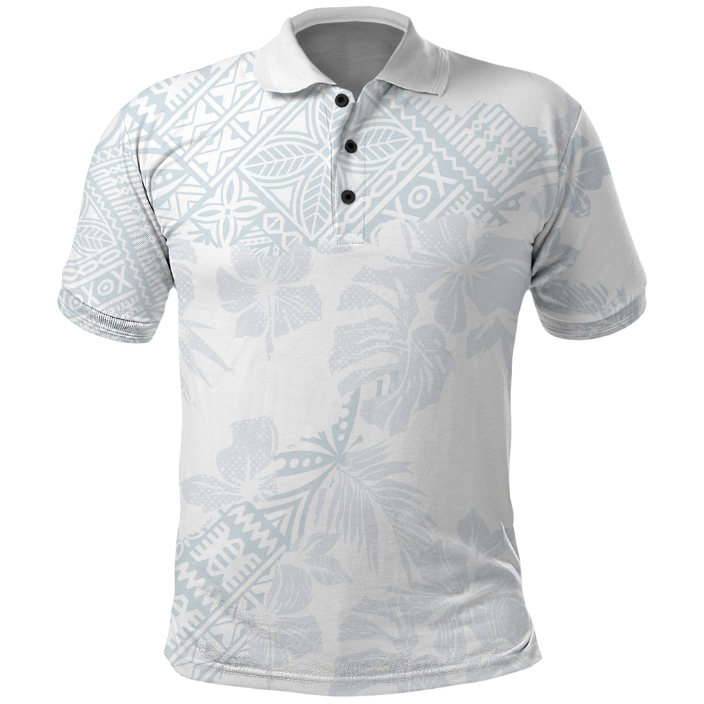 Samoa White Sunday Polo Shirt Hibiscus Special - Wonder Print Shop