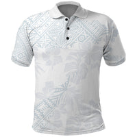 Samoa White Sunday Polo Shirt Hibiscus Special - Wonder Print Shop