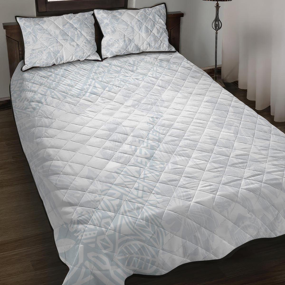 Samoa White Sunday Quilt Bed Set Hibiscus Special - Wonder Print Shop