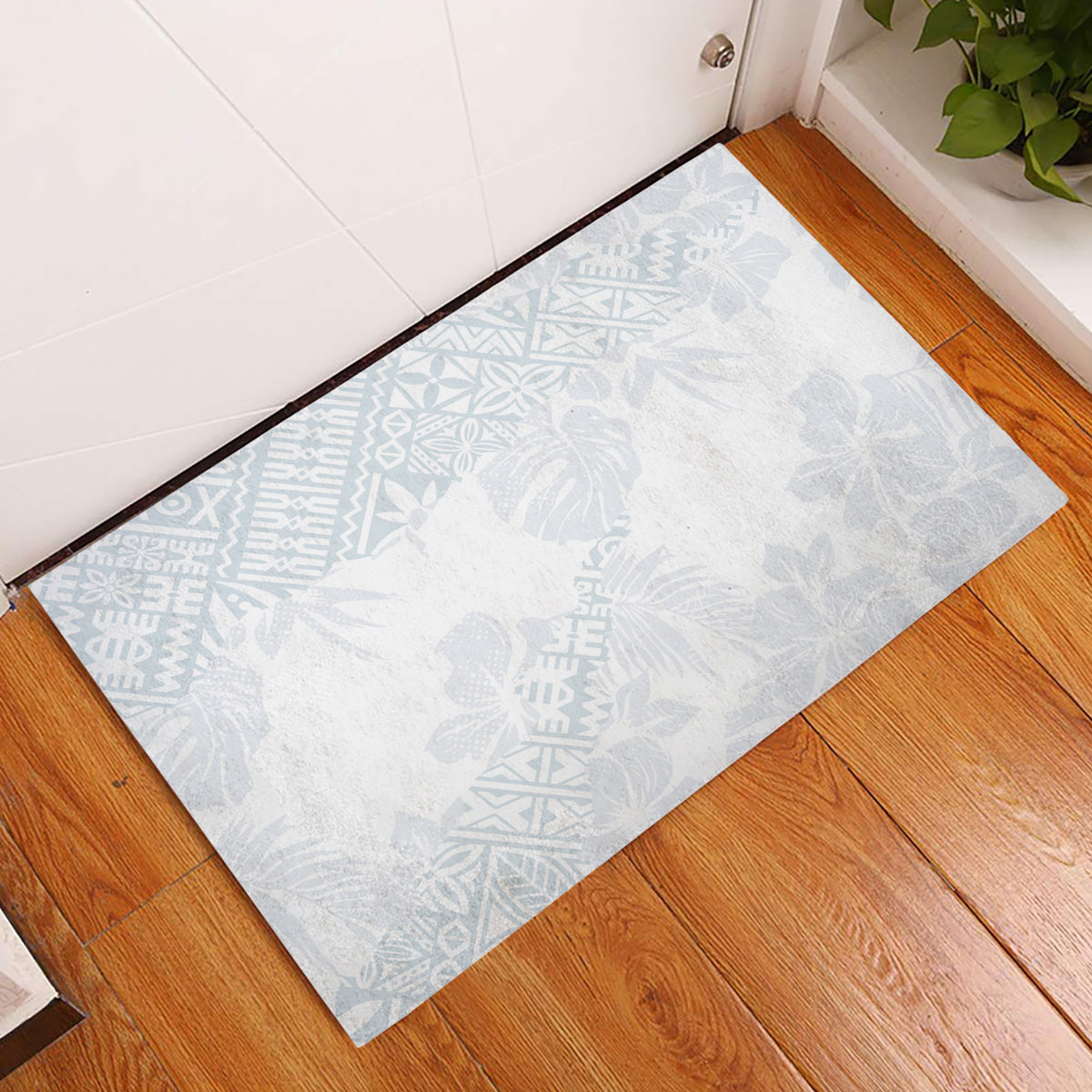 Samoa White Sunday Rubber Doormat Hibiscus Special - Wonder Print Shop