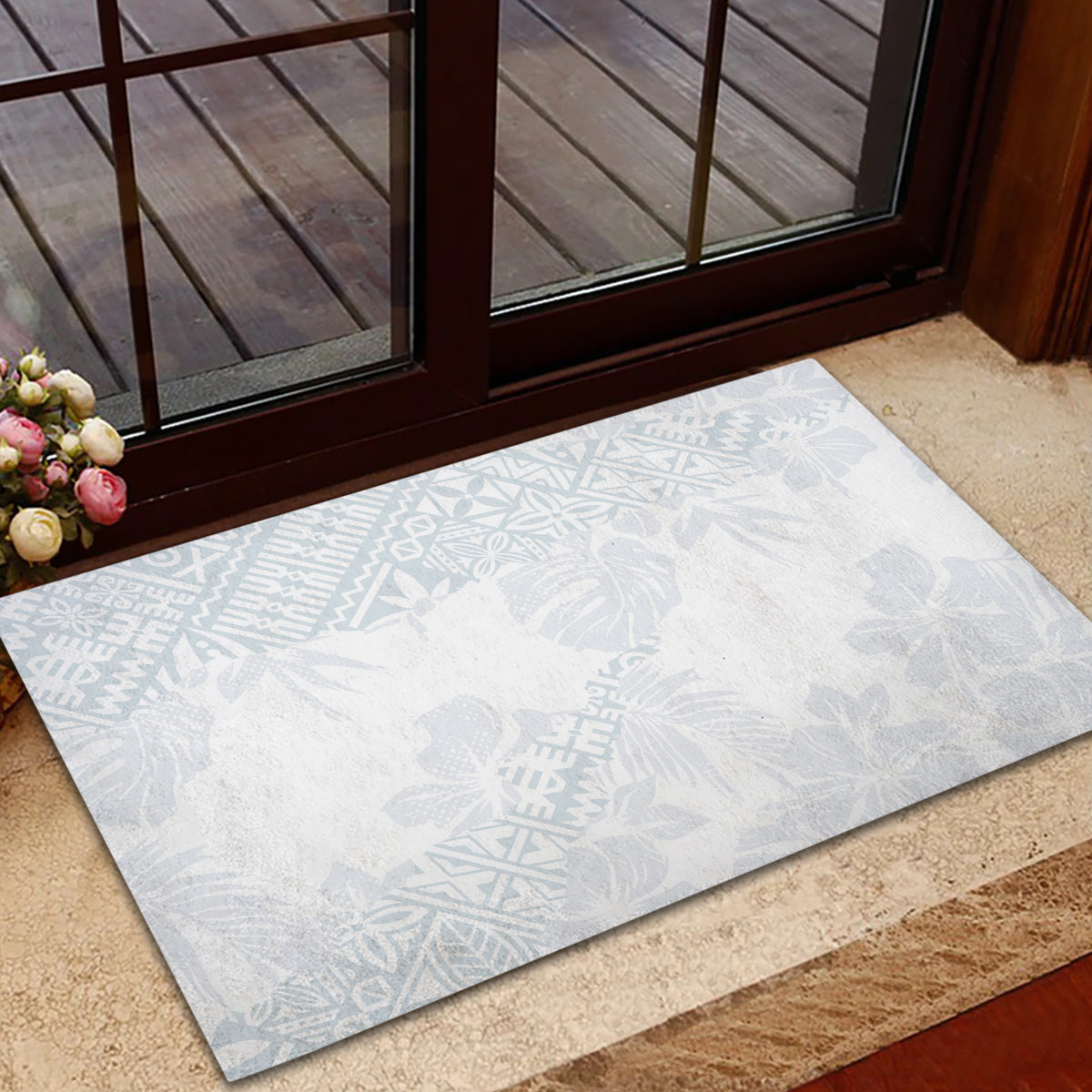Samoa White Sunday Rubber Doormat Hibiscus Special - Wonder Print Shop