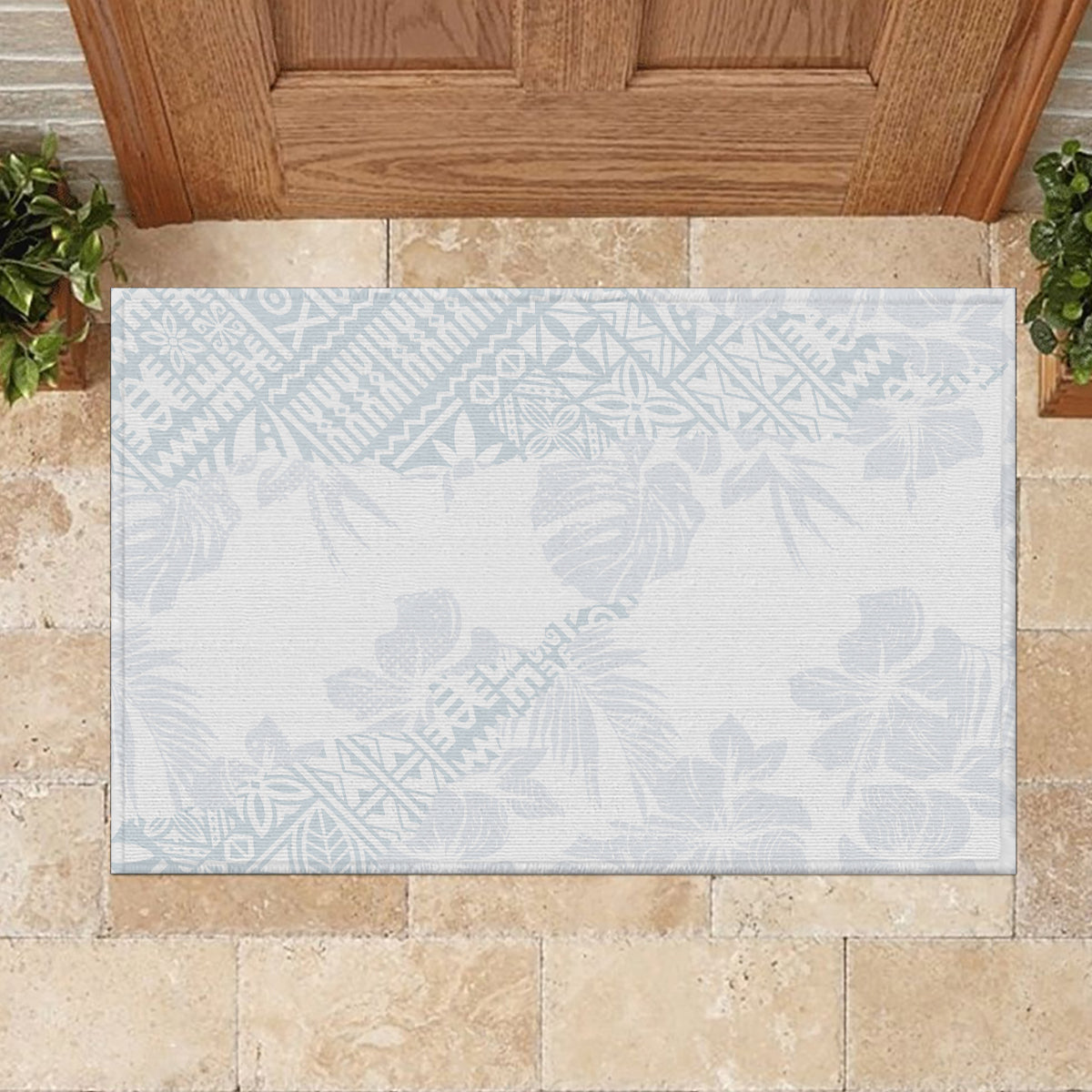 Samoa White Sunday Rubber Doormat Hibiscus Special - Wonder Print Shop