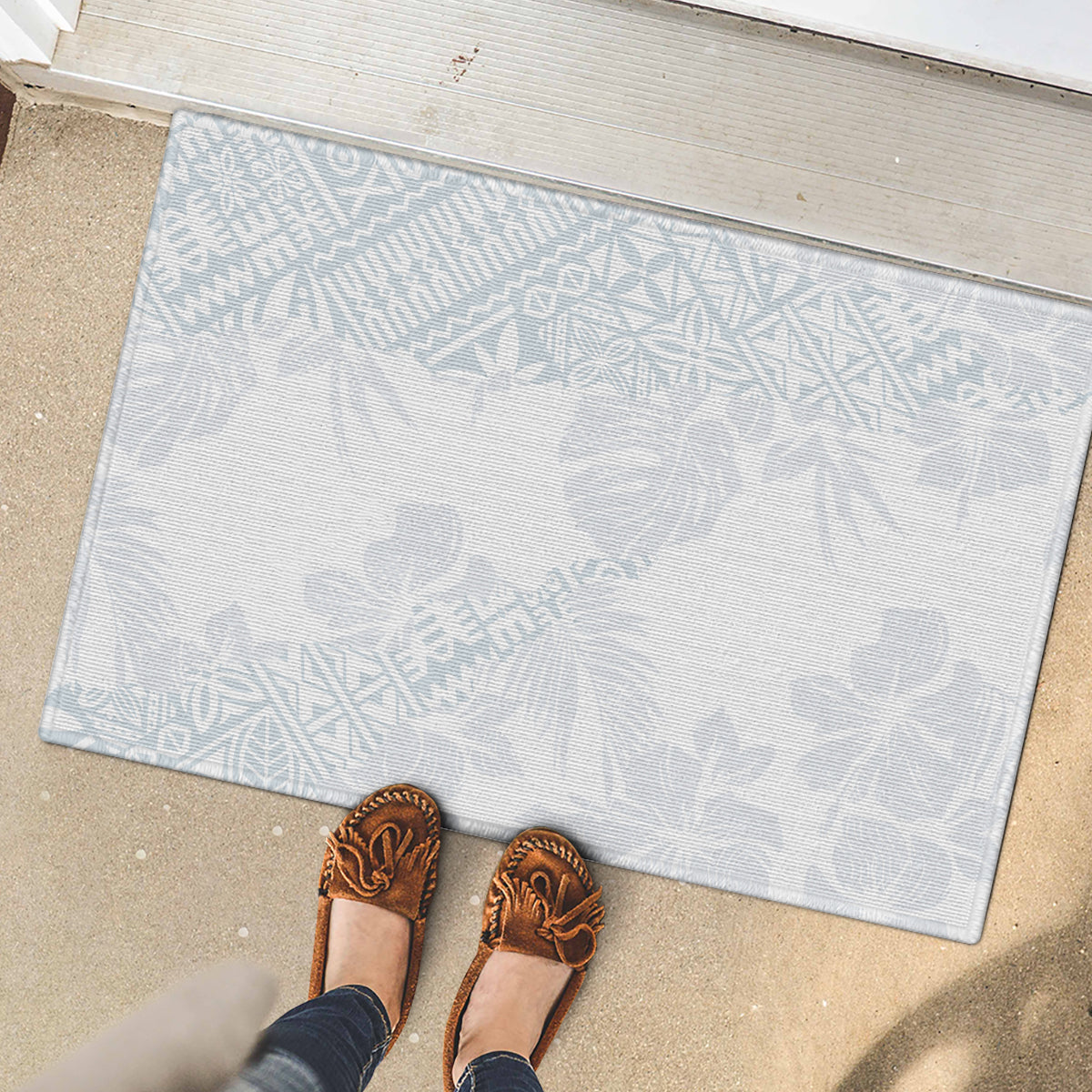 Samoa White Sunday Rubber Doormat Hibiscus Special - Wonder Print Shop