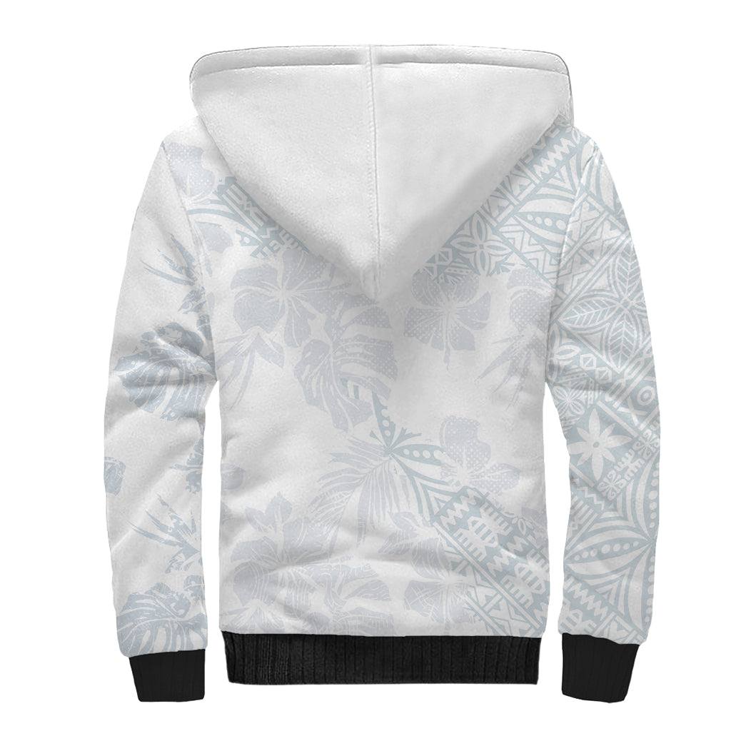 Samoa White Sunday Sherpa Hoodie Hibiscus Special - Wonder Print Shop