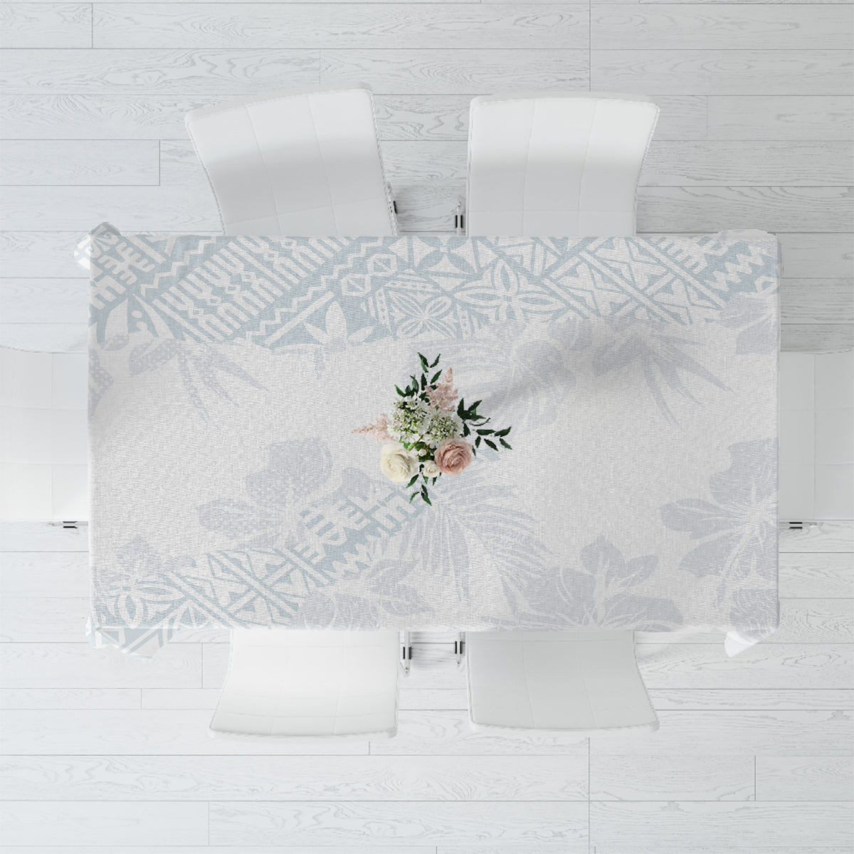 Samoa White Sunday Tablecloth Hibiscus Special - Wonder Print Shop
