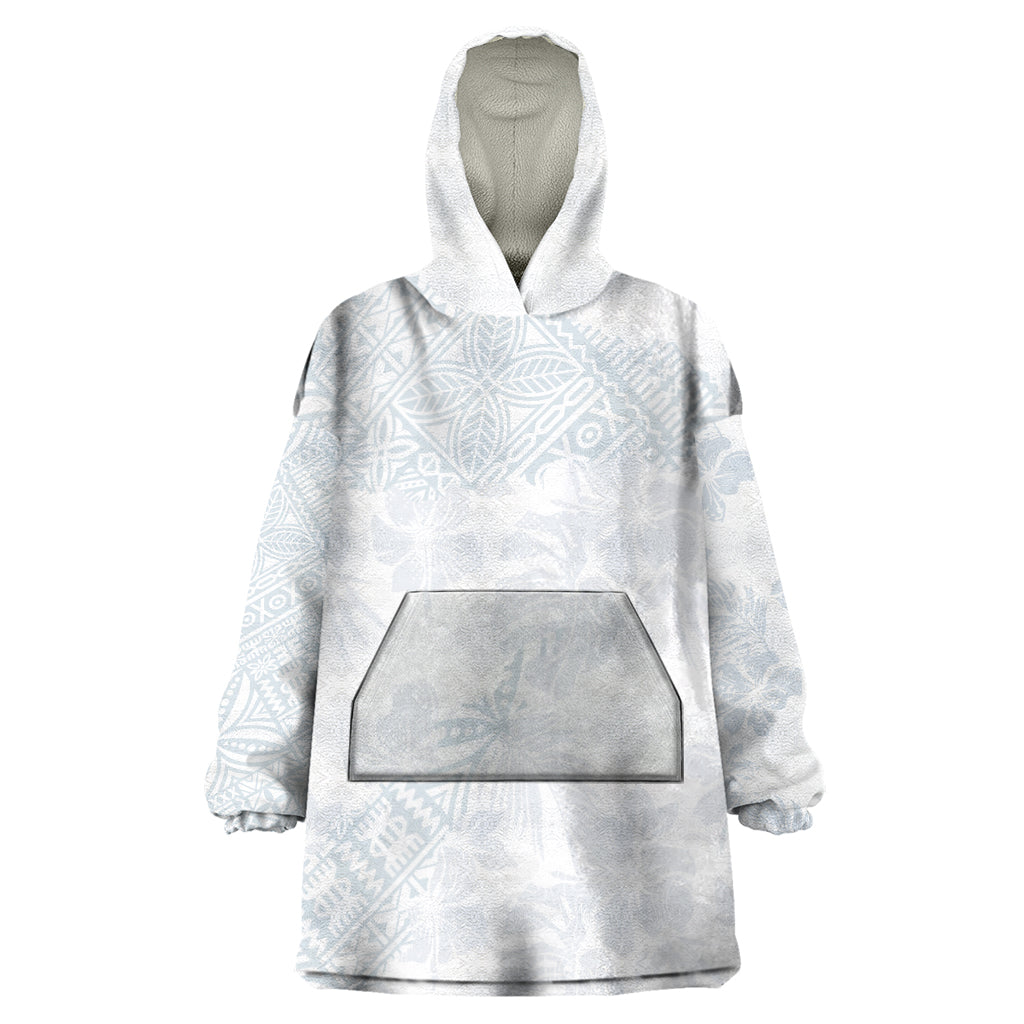 Samoa White Sunday Wearable Blanket Hoodie Hibiscus Special - Wonder Print Shop