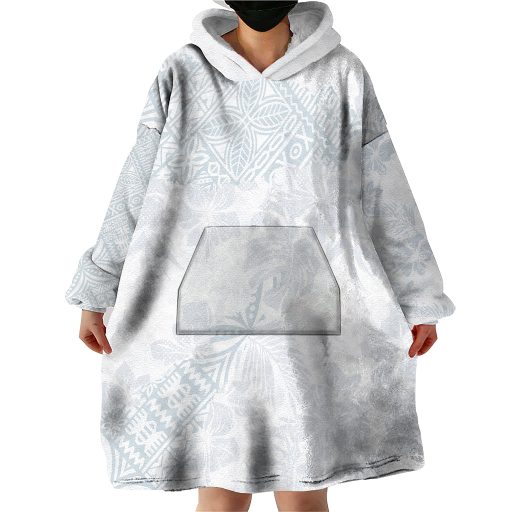 Samoa White Sunday Wearable Blanket Hoodie Hibiscus Special - Wonder Print Shop
