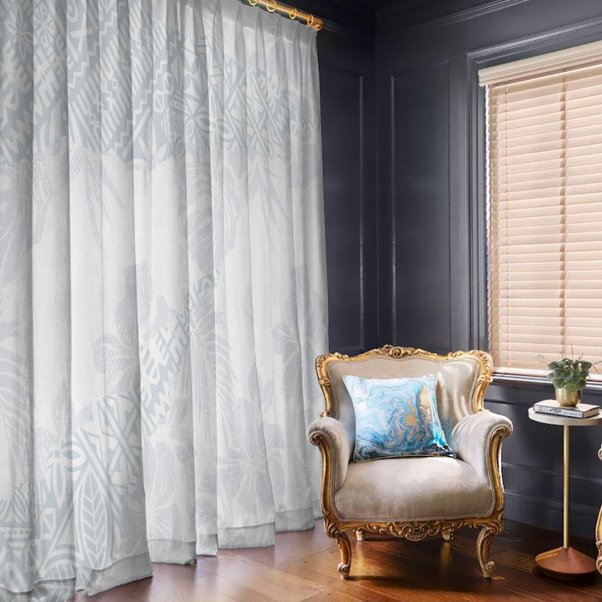 Samoa White Sunday Window Curtain Hibiscus Special - Wonder Print Shop