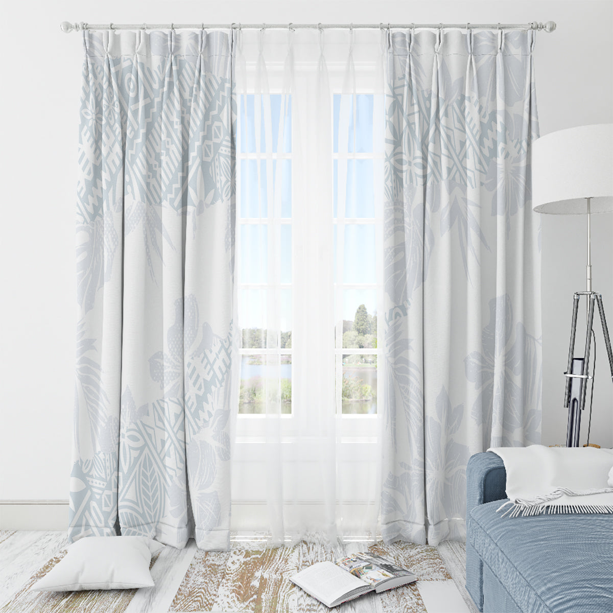 Samoa White Sunday Window Curtain Hibiscus Special - Wonder Print Shop