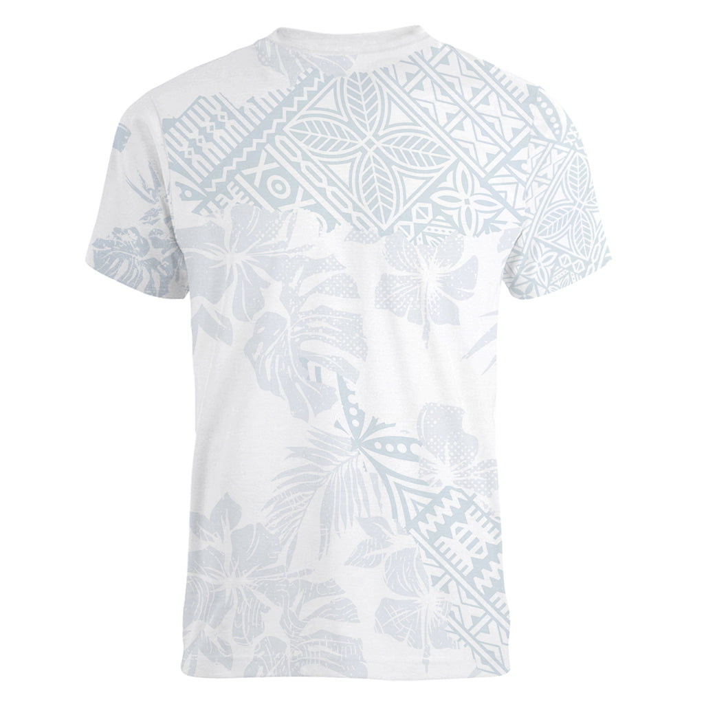 Samoa White Sunday Women V Neck T Shirt Hibiscus Special - Wonder Print Shop