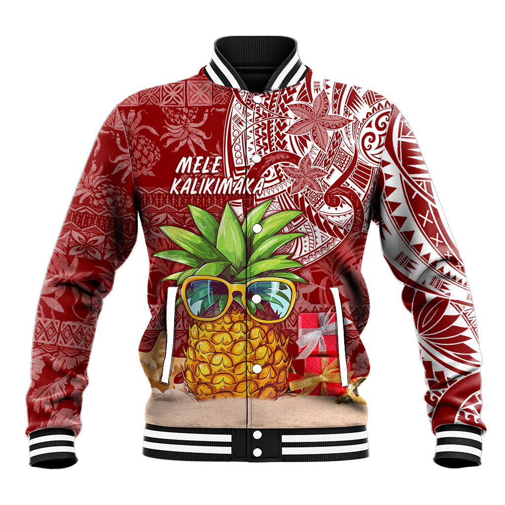 Mele Kalikimaka Hawaii Christmas Baseball Jacket Pineapple Party LT7 - Wonder Print Shop