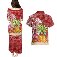Mele Kalikimaka Hawaii Christmas Couples Matching Puletasi Dress and Hawaiian Shirt Pineapple Party LT7 - Wonder Print Shop