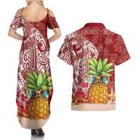 Mele Kalikimaka Hawaii Christmas Couples Matching Summer Maxi Dress and Hawaiian Shirt Pineapple Party LT7 - Wonder Print Shop