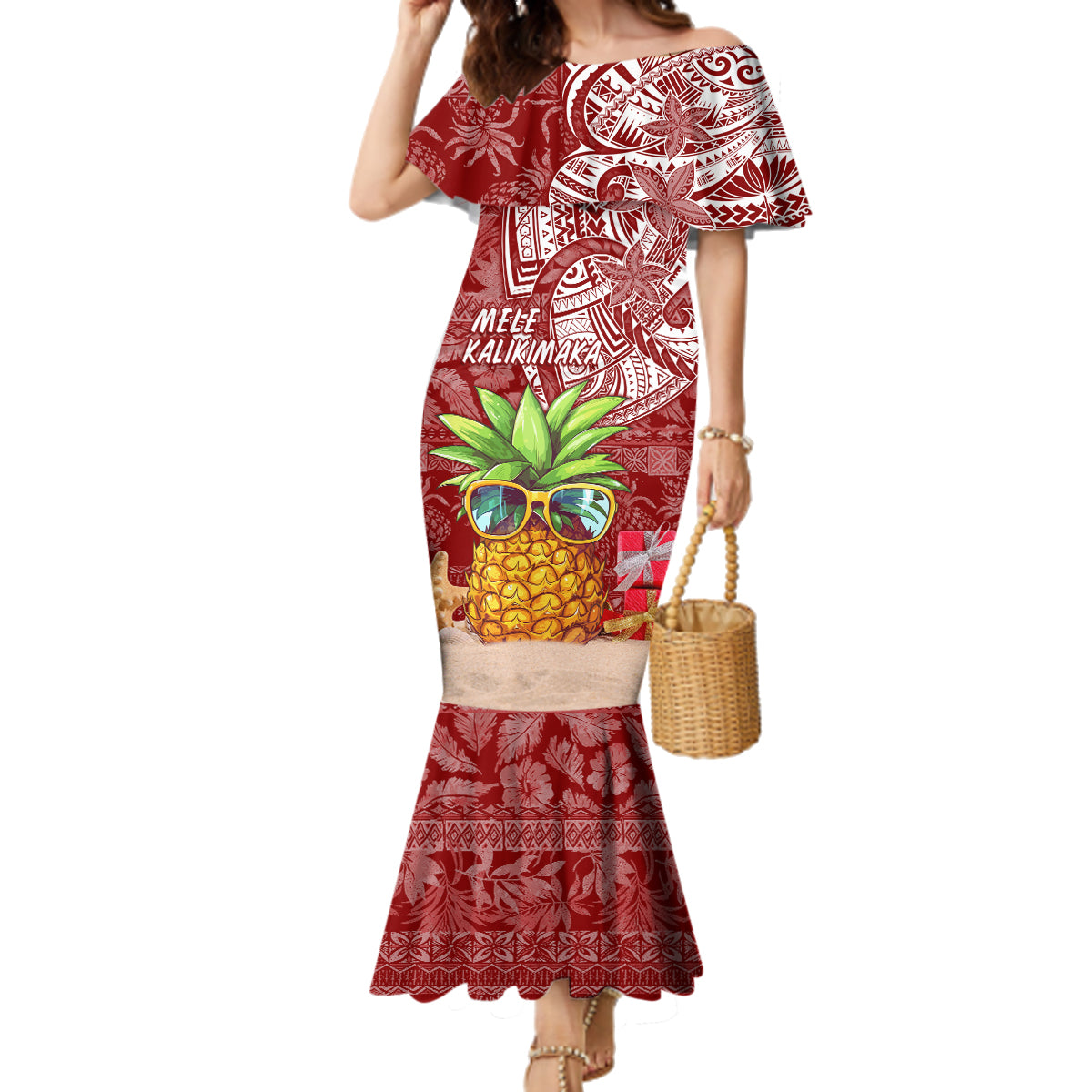 Mele Kalikimaka Hawaii Christmas Family Matching Mermaid Dress and Hawaiian Shirt Pineapple Party LT7 - Wonder Print Shop
