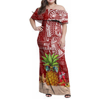 Mele Kalikimaka Hawaii Christmas Family Matching Off Shoulder Maxi Dress and Hawaiian Shirt Pineapple Party LT7 - Wonder Print Shop