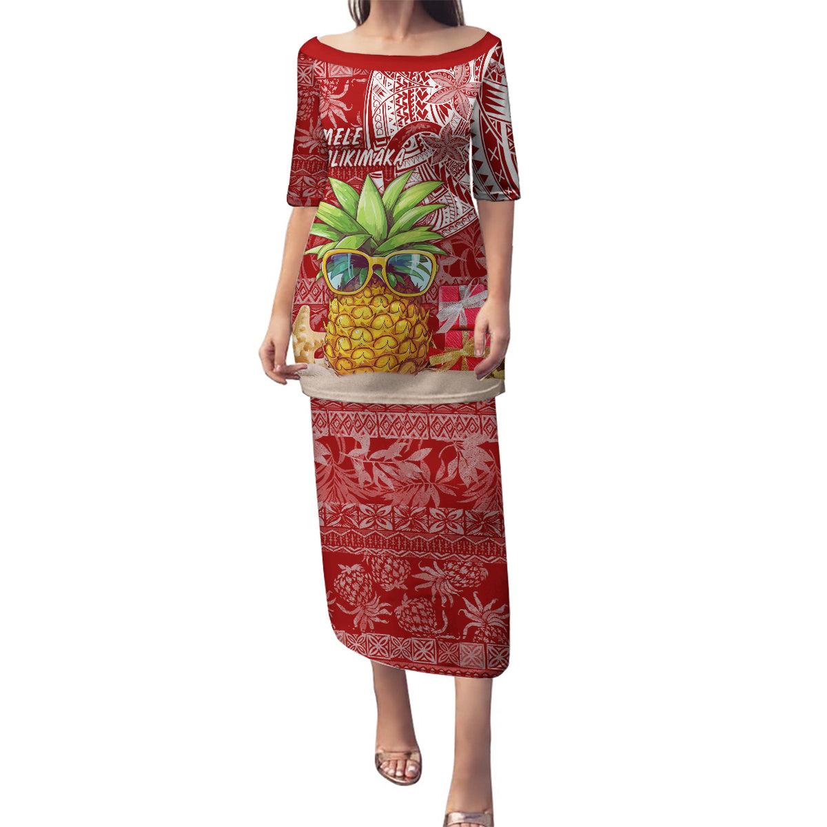 Mele Kalikimaka Hawaii Christmas Family Matching Puletasi Dress and Hawaiian Shirt Pineapple Party - Wonder Print Shop