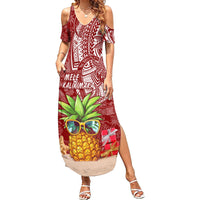 Mele Kalikimaka Hawaii Christmas Family Matching Summer Maxi Dress and Hawaiian Shirt Pineapple Party - Wonder Print Shop