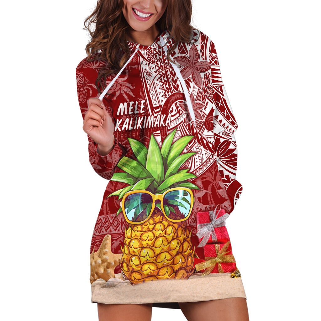 Mele Kalikimaka Hawaii Christmas Hoodie Dress Pineapple Party - Wonder Print Shop