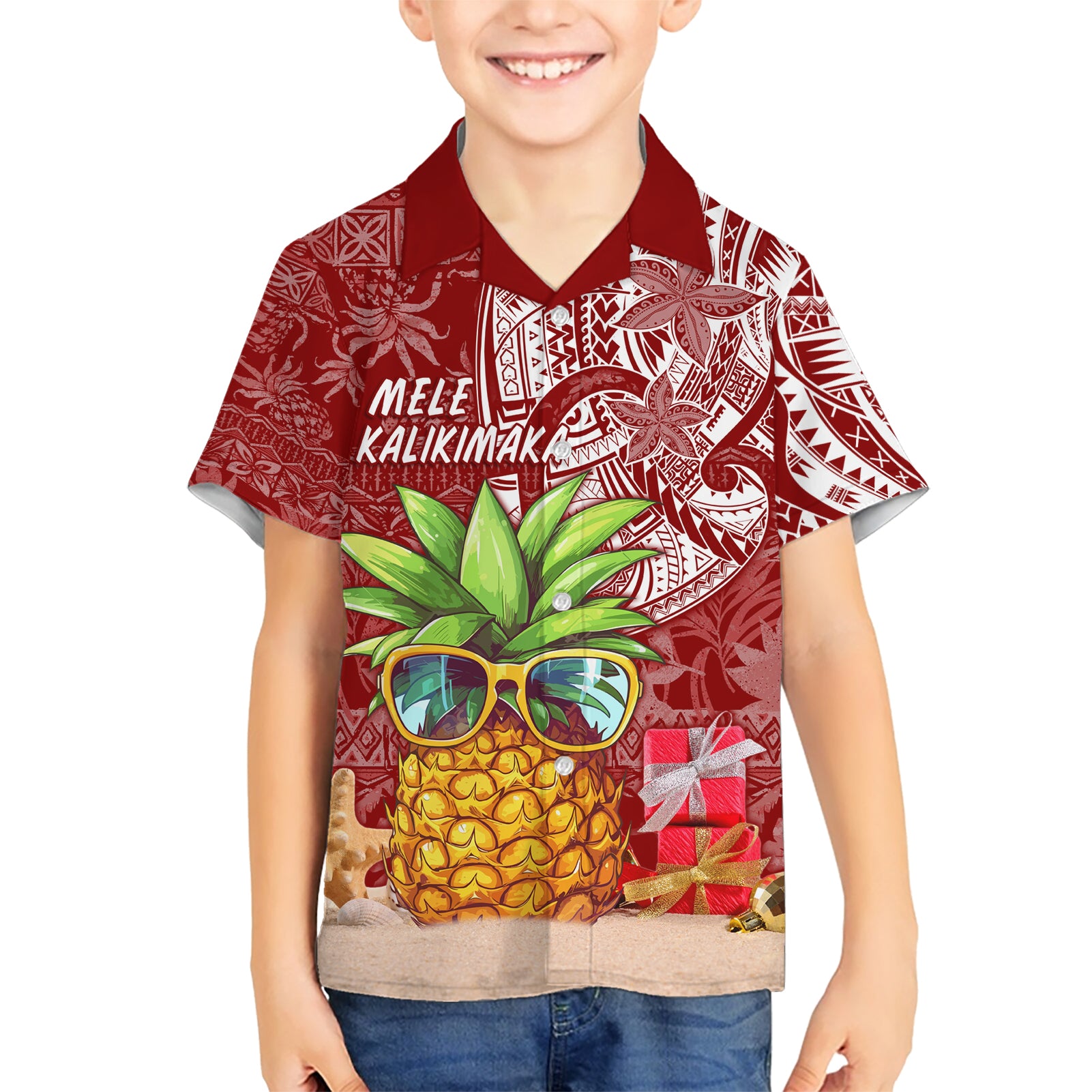 Mele Kalikimaka Hawaii Christmas Kid Hawaiian Shirt Pineapple Party - Wonder Print Shop