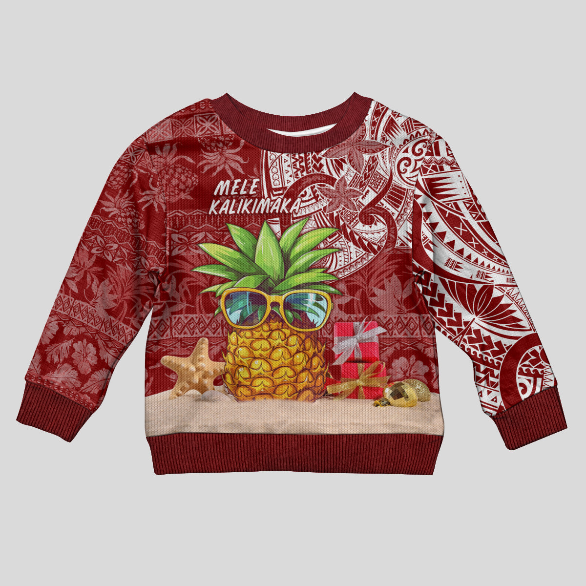 Mele Kalikimaka Hawaii Christmas Kid Ugly Christmas Sweater Pineapple Party - Wonder Print Shop